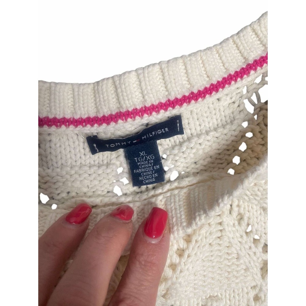 Tommy Hilfiger Women's Sweater Cable Knit Pullover‎ preppy boho crochet Size XL - Picture 3 of 4
